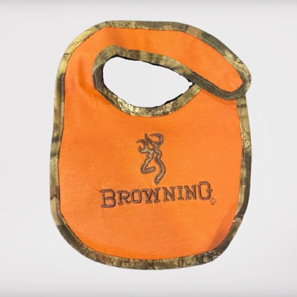 Browning Orange Camo Trim Baby Bib